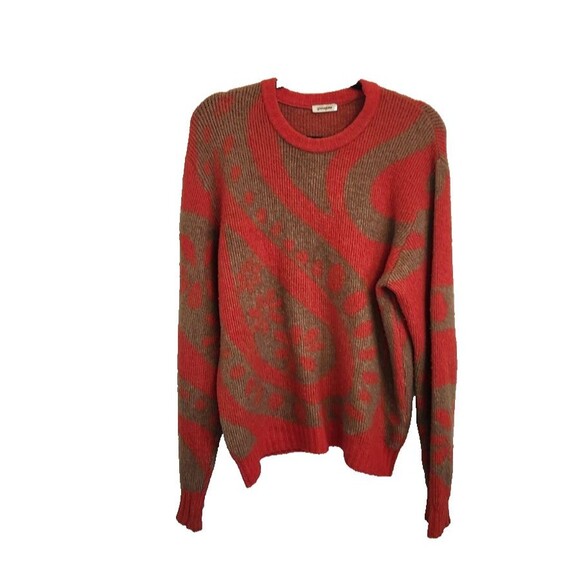 Gimaguas Sweaters - Gimaguas Womens Sweater Medium Orange/Brown Paisley‎ Print Wool Blend 70's Retro